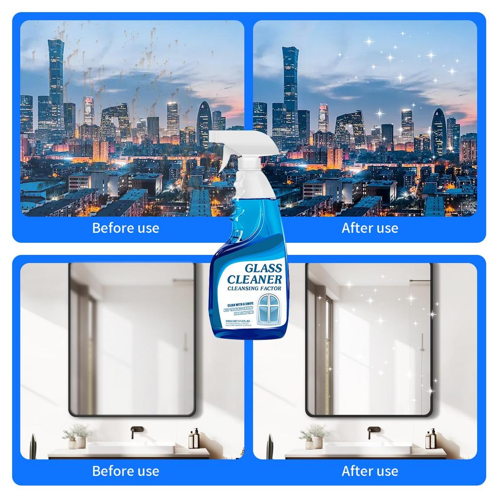 Glass Cleaner Spray,Window Cleaner Spray,Makes Glass Shining and Stunning, for Windows,Mirrors,Indoor and outdoor glass surfaces