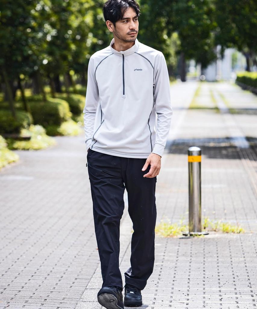 Phoenix Half Zip Long Sleeve Gray Men's T-Shirt, (PH9600)