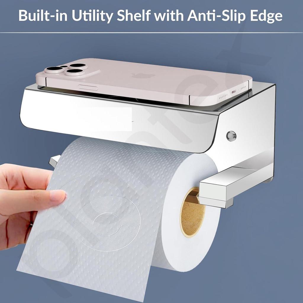 Platin Edelstahl 304 Güte Toilettenpapierhalter/Toilettenpapierrollenhalter mit Handyablage/Toilettenpapierrollenhalter Ständer