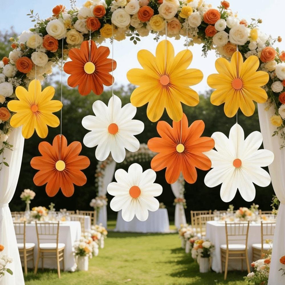 9Pcs/Set Hanging Ornaments Artificial Paper Flowers Decorative  Birthday Decor Supplies