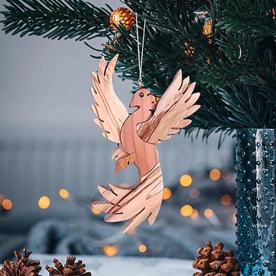 Wood Beautiful Bird Creature Ornaments Handmade Bird Silhouette Cutouts Pendant With Rope Festival Tree Bird Silhouette Ornament