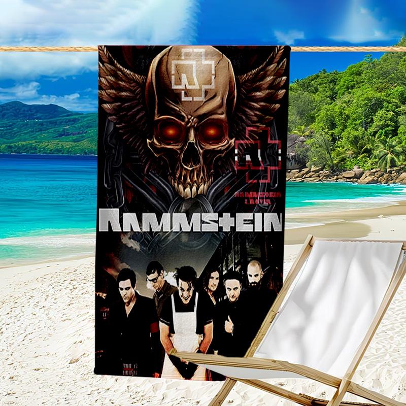1pc Rammstein1 Beach Towel, Beach and Seaside Swimming Pool Equipment, Fashion Pattern, Rectangular, Travel Essentials