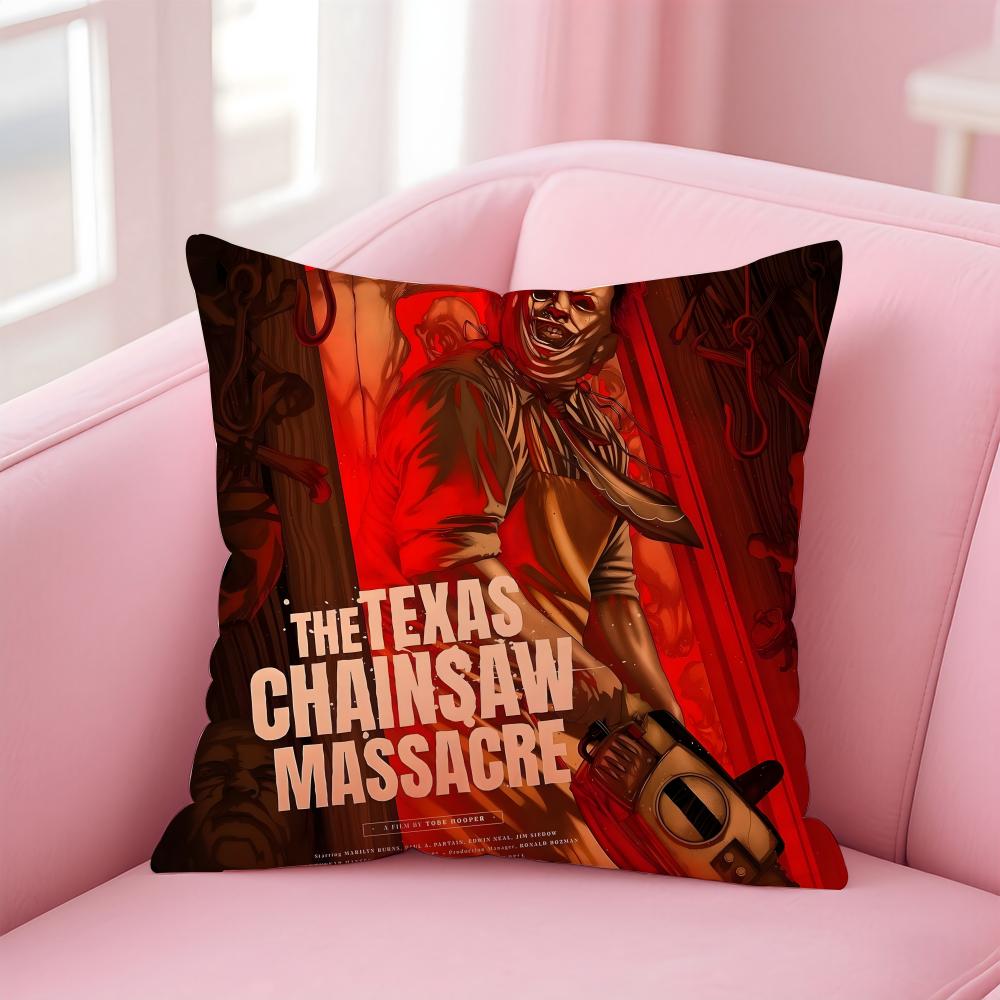 TThe Texas Chainsaw Massacre Cushion Cover Pillowcase Short Plush Invisible Zipper Room Sofa Cushion Cover