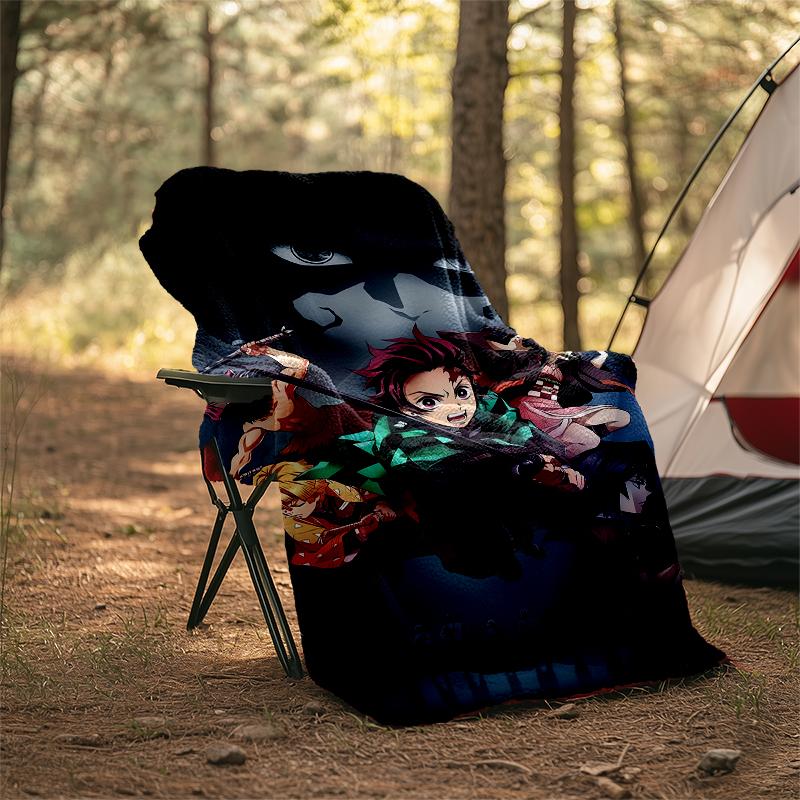 Demon Slayer Theme Printed Blanket - Perfect for Couch, Bed, Travel & Outdoor Use | Machine Washable, Cozy & Durable.