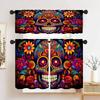 Halloween Skull Flower Pattern Printed Curtains Window Decorations Home Room Curtain Polyester