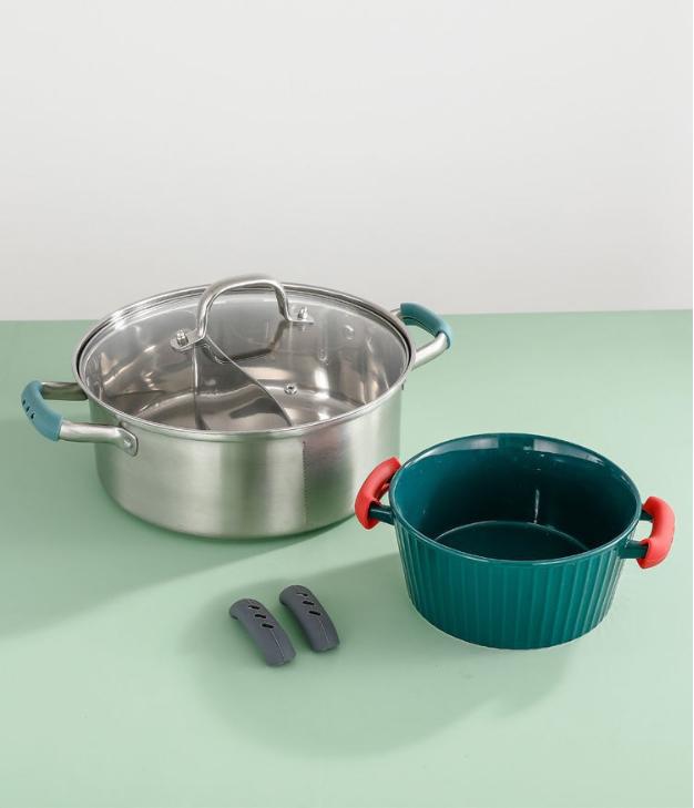 

6pcs Silicone Heat Insulation Oven Handle ,hot Pot Clip Kitchen Accessories One Size червоний