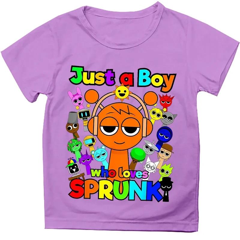 Just A Girl Who Loves Sprunki Tshirt Girls Cartoon Short Sleeve Summer Fashion Kids Clothes Baby Boys Incredibox Game T Shirts