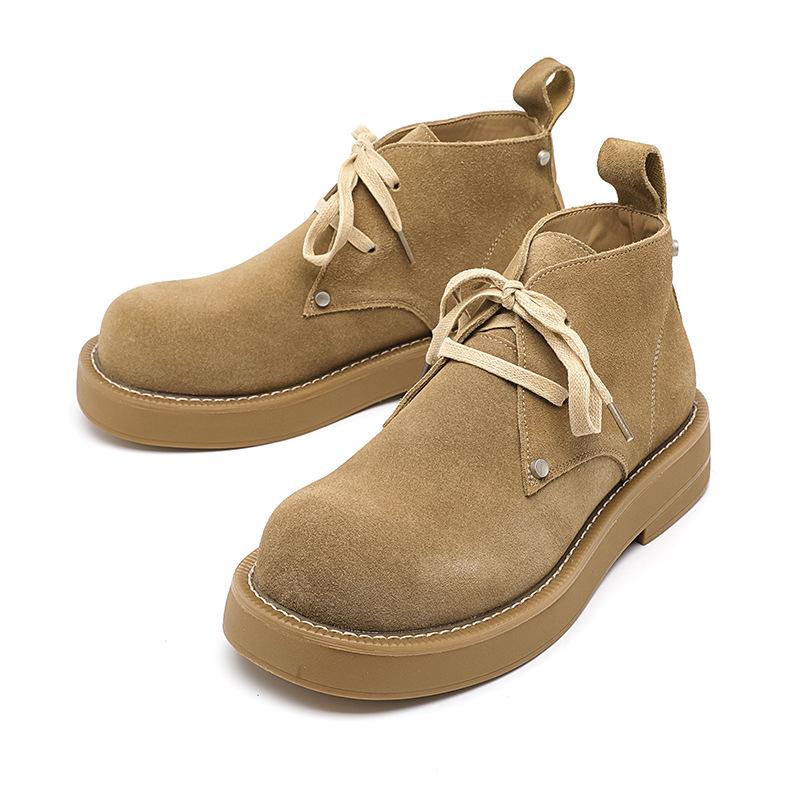 Buty Derby Big Head Męskie Modne Okrągły Czubek Vintage Martensy Buty Robocze Wysokie Pustynne 4729-R