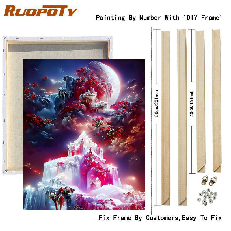 

Рамка «сделай сам», картина по номерам для взрослых, фэнтезийные пейзажи, стартовые наборы, ручная роспись, акриловая краска на холсте, картина, подарок «сделай сам», для домашнего декора, 40x50 40x50cm Diy Frame