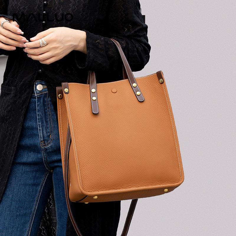Large Bag Women's High-end Commuting Tote Bag New Genuine Leather Women's Bag Handbag Large Capacity Shoulder Bag