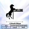 Vintage Black Horse Welcome Metal Wall Art Galloping Head Sculpture Stable Entry Equestrian Gift