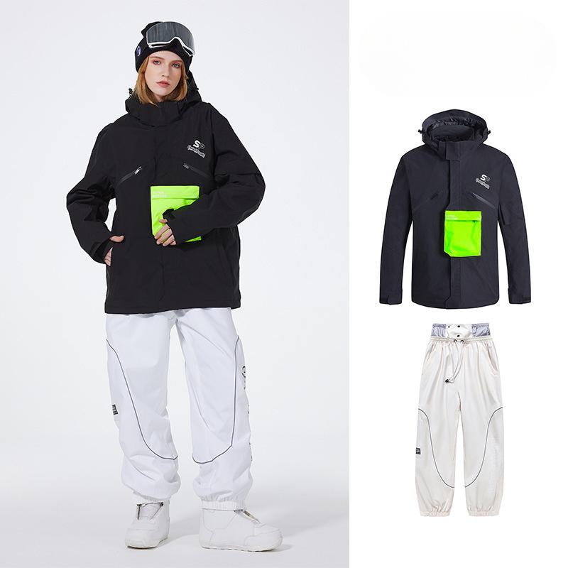 Herren- und Damen-Skianzug Outdoor Winter Warm Snowboardanzug Wasserdicht Winddicht Skijacke und Hose Set Übergröße Atmungsaktiv Isoliert Schneeanzug