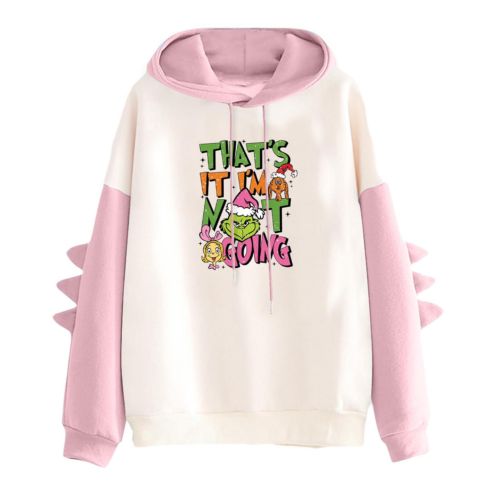 

Женское рождественское худи свободного кроя с контрастным принтом динозавра S