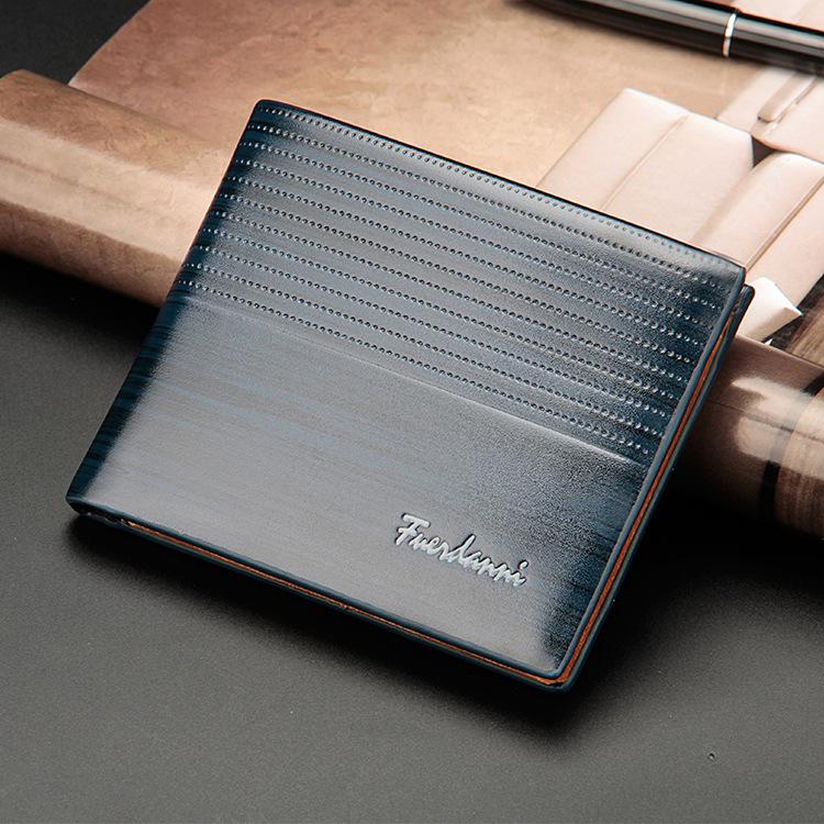 

Мужской короткий повседневный кошелек с тиснением — тонкий и стильный дизайн синий