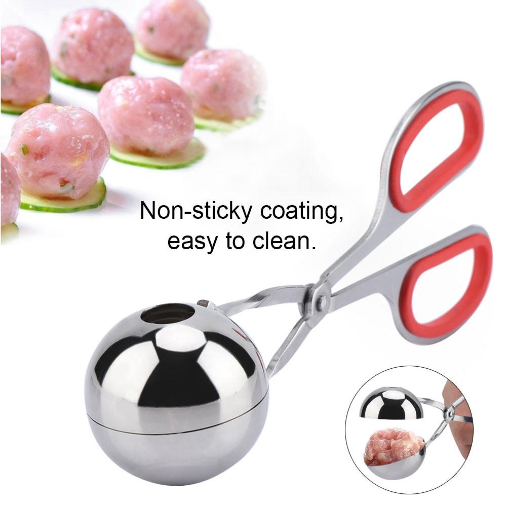304 Stainless Steel NOn Sticky Meatballs Rice Balls Clip Maker Mold Kitchen Tool (Red)
