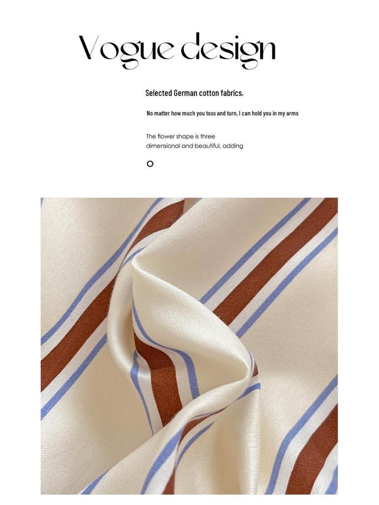 Korean Minimalist Striped Cotton Bedding Set: Duvet & Fitted Sheets for 1.8 Bed