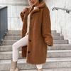 Women Trench Coat Plush Thicken Overcoat Autumn Winter Single-breasted Teddy Jacket Long