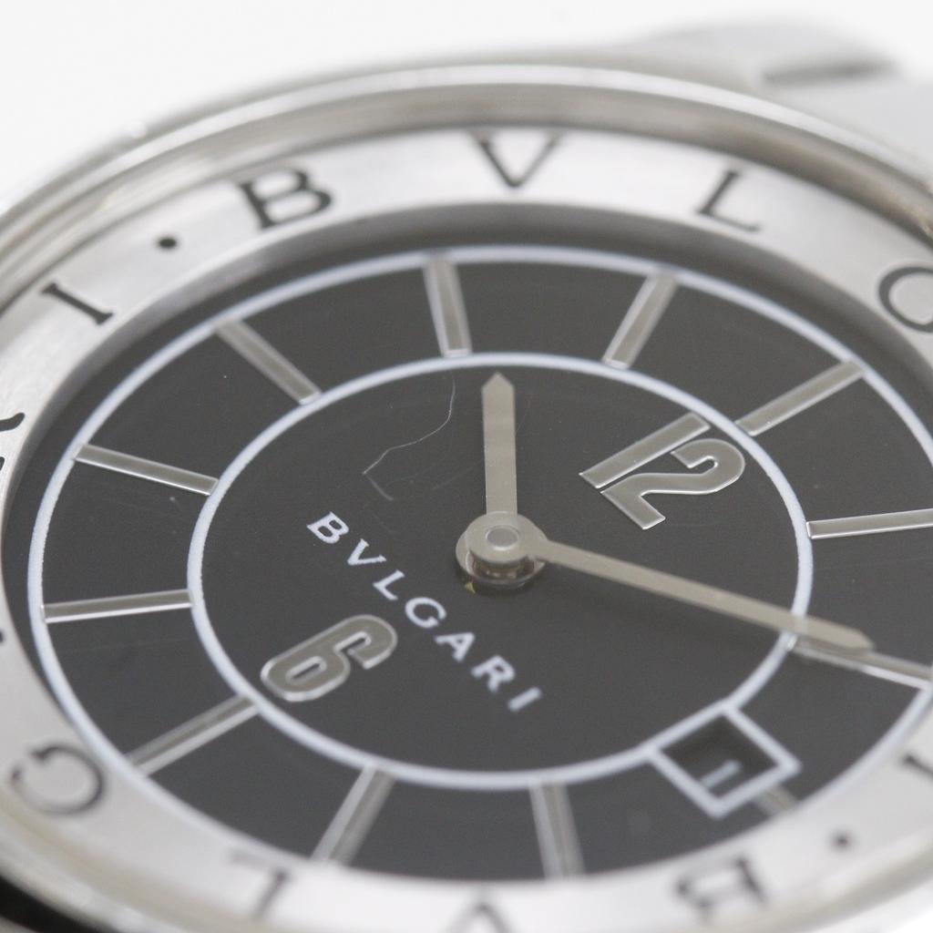 Bvlgari Solo Tempo Watches ST29S blackDial Stainless Steel Quartz Analog Display Women Used