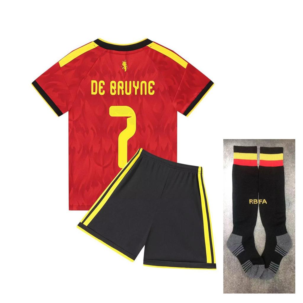 Belgium Home National Team No. 7 Football Jersey Kids Set, Sizes 14-30
