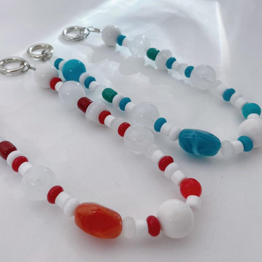 INS Imitation Moonstone Acrylic Beads Fashion Anti-lost Hand Carry Pendant Short Mobile Phone Chain