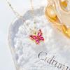 Fashion Zirconia Butterfly Pendant Necklaces for Women Sparkling Stainless Steel Necklace Jewelry Wedding Accessories