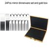 24Pcs Black Gold Dinnerware Set with Box Knives Fork Tea Spoon Cutlery Set Stainless Steel Silverware Tableware Kitchen Flatware