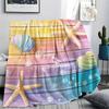 Starfish Shell Print Flannel Blanket, High quality Comfortable for All Seasons, Home Decor, Warmth and Comfort, Perfect for Christmas Gifts