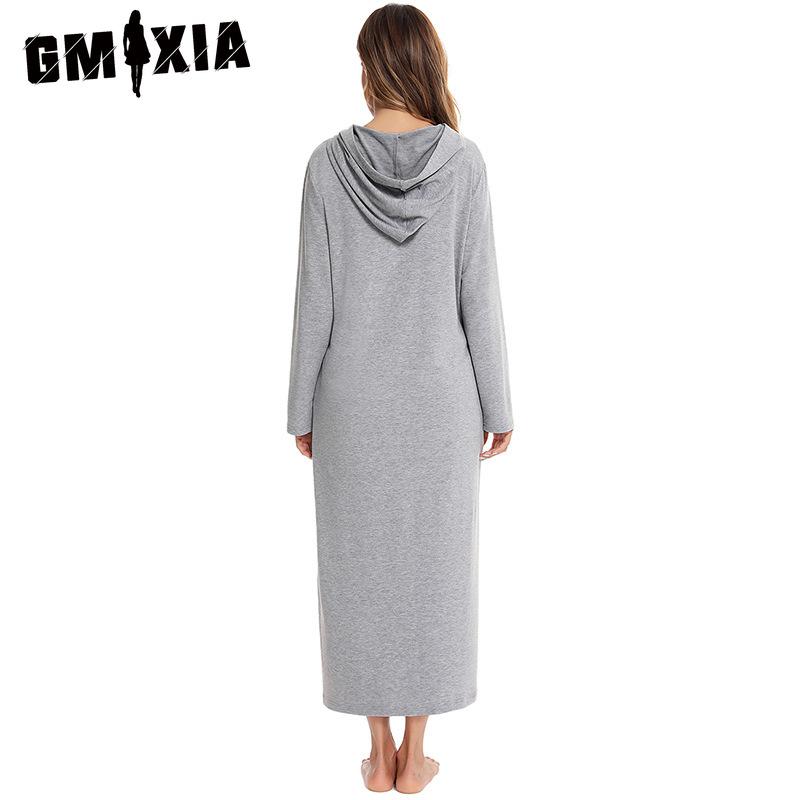 GMXIA Zip Cardigan Spring, Autumn and Winter Pajamas Home Ladies Nightgowns