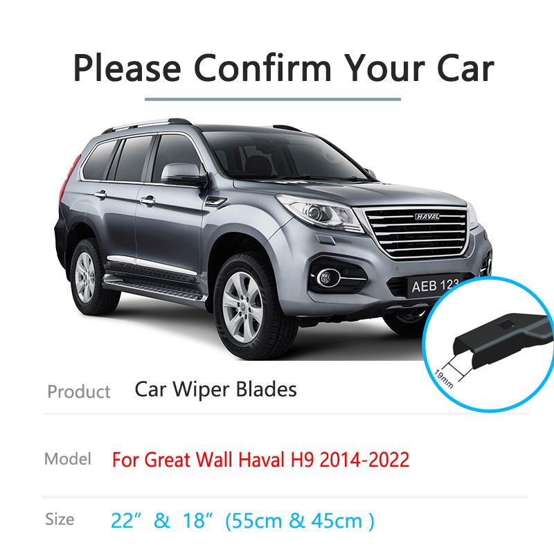3x For Great Wall Haval H9 2014~2022 Front Rear Wiper Blade Brushes Cutter Window Windscreen Windshield Cleaning Car