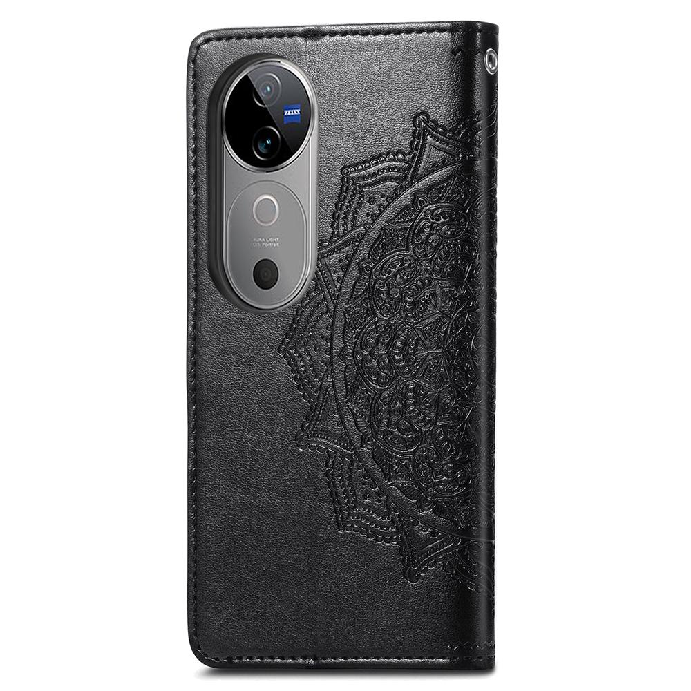 Pro vivo V40 5G Pouzdro Mandala Reliéfní Design Kožená Peněženka Kryt na Telefon