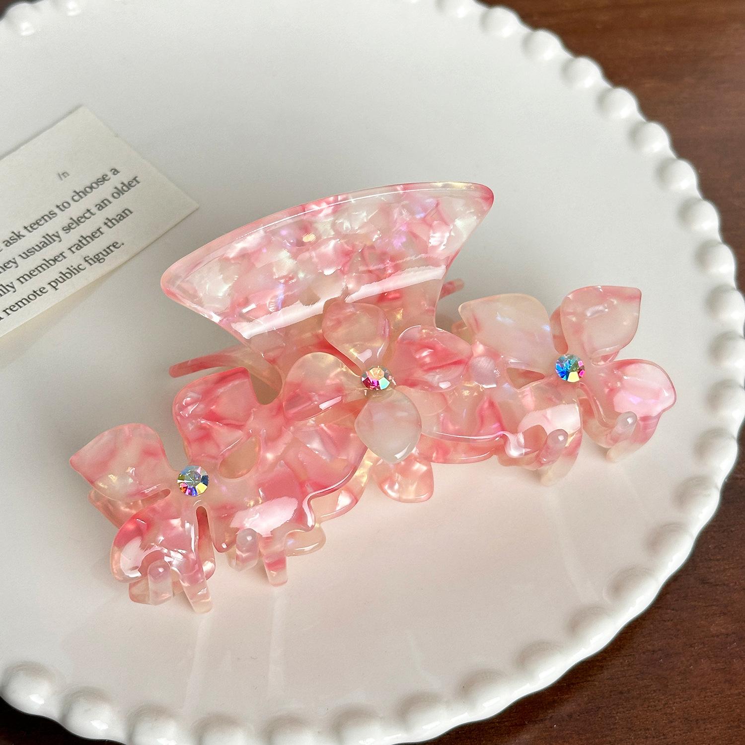 

Rhinestone Sophisticated Floral Hair Claw Clip In Multiple Colors For Stylish Women Pink10.9cm