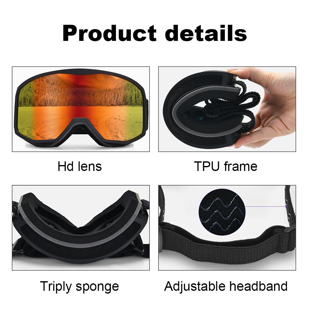 Ski Goggles Ski Protective Glasses UV Protection Snowboard Goggles Anti-Fog Snow Sports Goggles Double Layer for Men Women