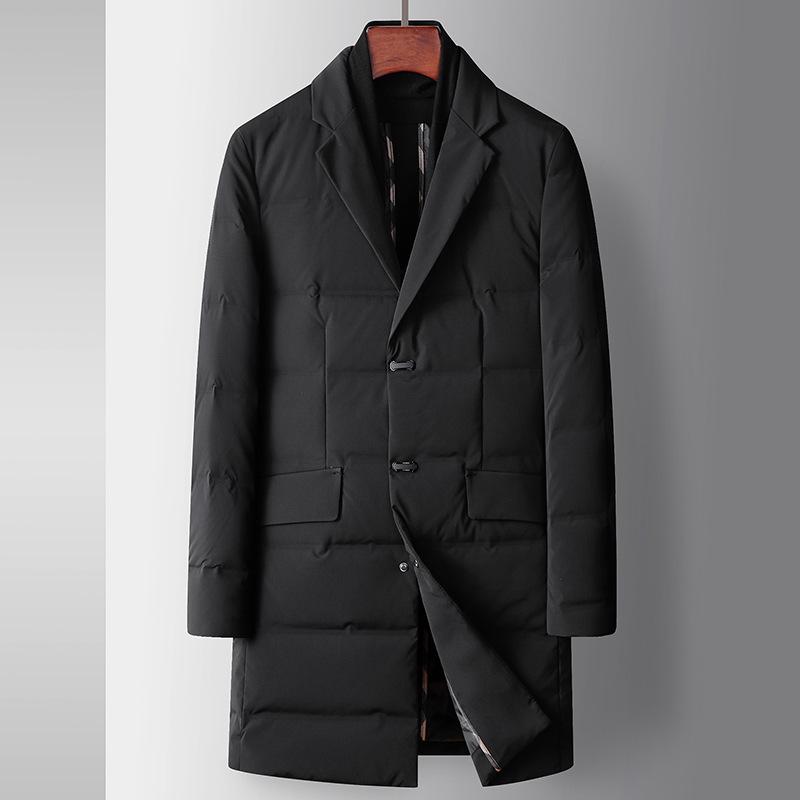 

Мужская повседневная куртка-пуховик средней длины с воротником-шарфом - коллекция осень/зима 2023 г., 90% белого утиного пуха 190 чёрный