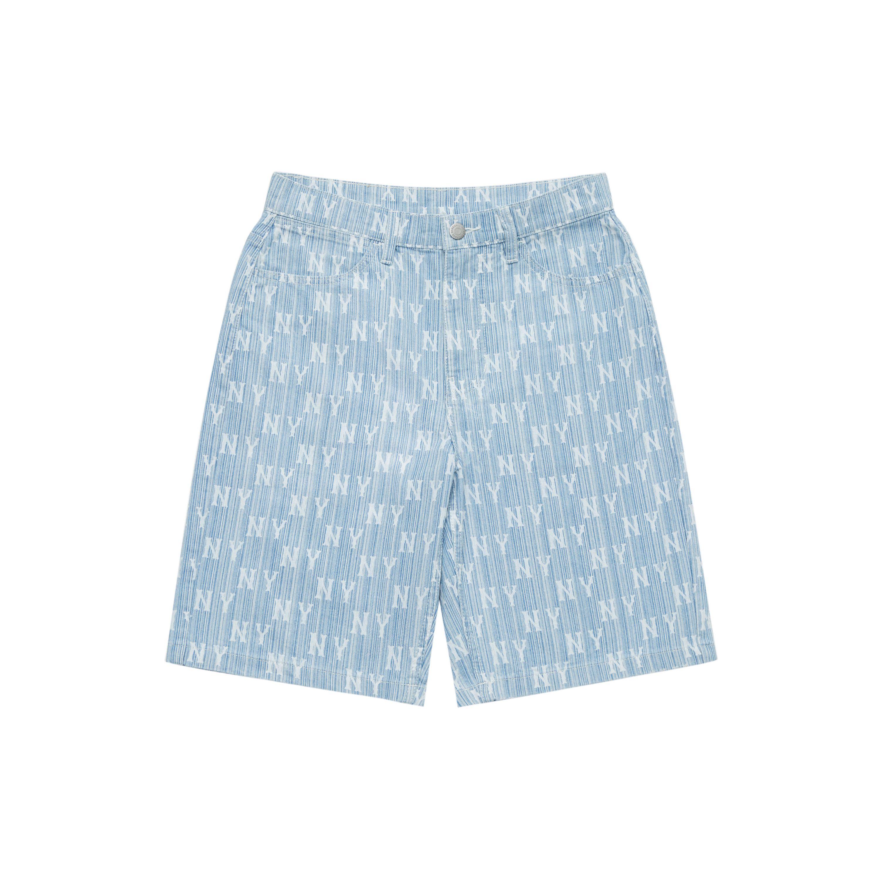 MLB New York Yankees Blumengesticktes Logo Freizeitshorts Unisex-Shorts Hellblau 3LDPM0243-50BLL XL