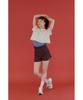 Kyupido Petit Stripe Warm-Up Shorts _ Navy Orange