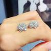 Xiaohongshu Snowflake Zircon Stud Earrings - Japanese & Korean Style, Women's Sweet Christmas Earrings
