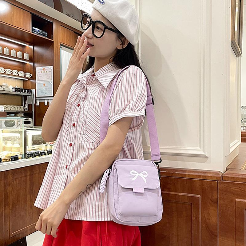 Women Bow Fashion Shoulder Bag Adjustable Strap Trendy Crossbody Bag Solid Color Daily Sports Messenger Bag Purses And Handbags