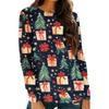 Women's Fashion Round Neck Pullover Plunging Sleeve Tee Christmas Printed Top
