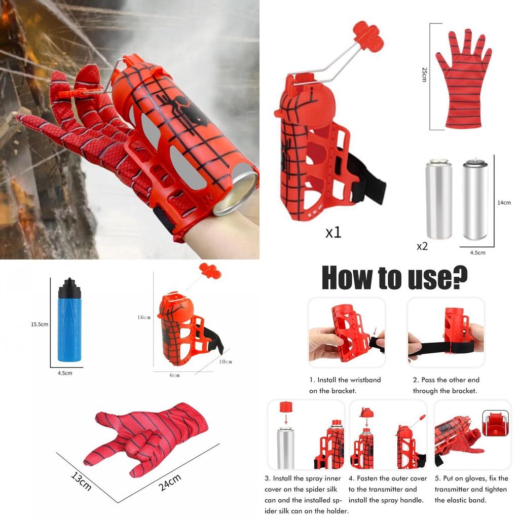 Spinnenseide Shooter Spielzeughandschuhe für Kinder Halloween Rollenspiel mit Seidensprühfunktion