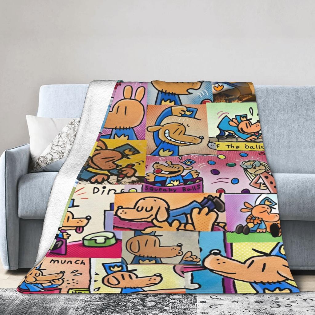 Dog Man Dogman Movie Comic Blankets Cartoon Flannel Awesome Breathable Throw Blankets for Coverlet Summer