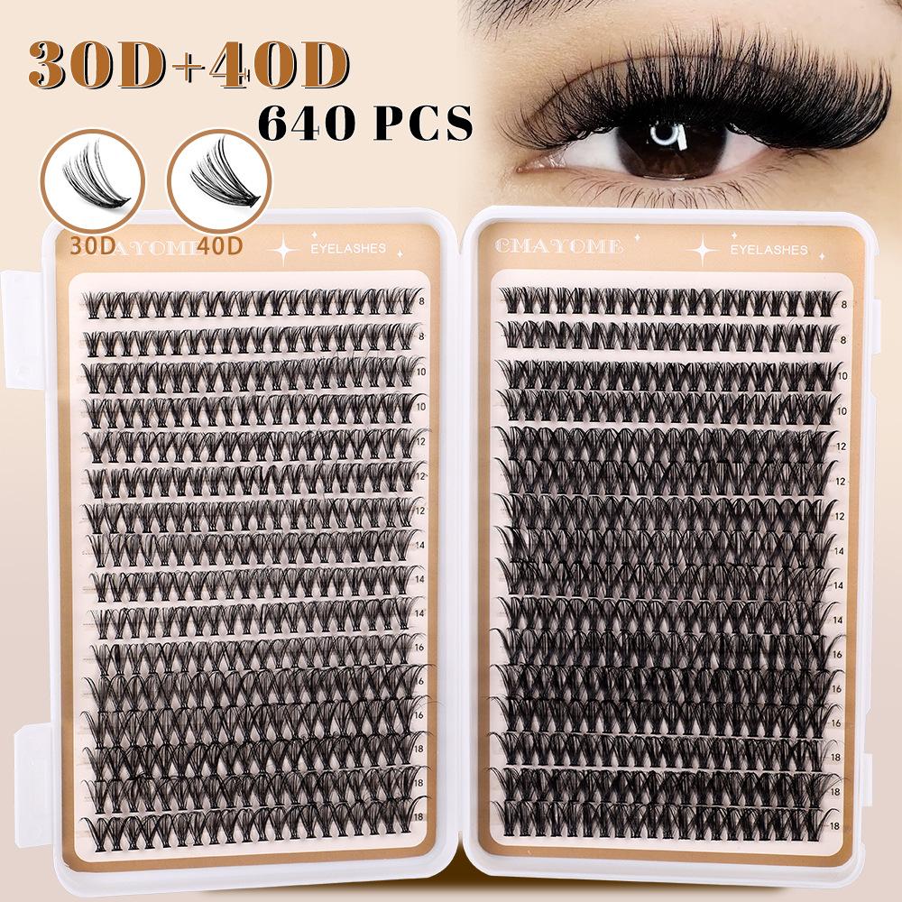 

640 Пучков DIY Одиночные Пучки Волос 10D100D Натуральный Густой D Сегментированный Набор для Наращивания Накладных Ресниц