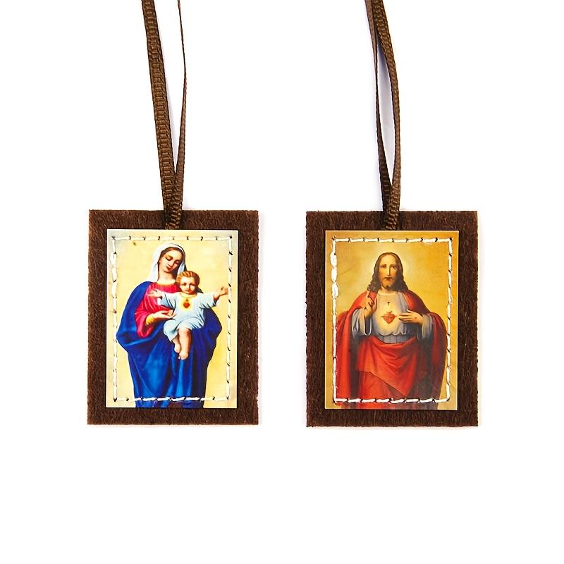 Religious Scapular Pendants with HD Mary Print Small Portable Gift for Car Home Daily Decor