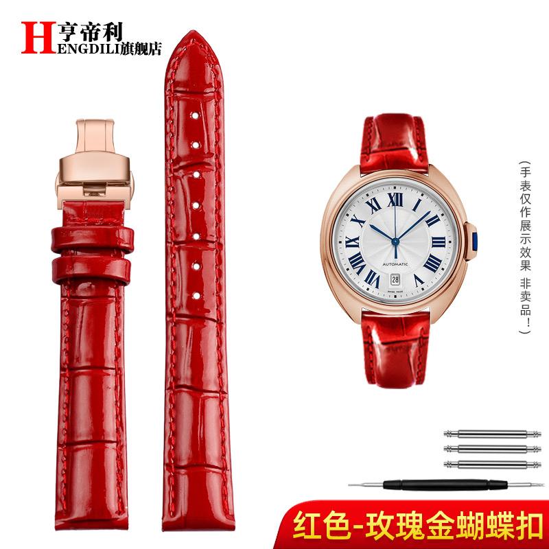 women's Bright smooth cowhide watch strap 14mm 15mm 16mm 17mm 18mm For Cartier Solo Key TANK London crocodile leather watchband