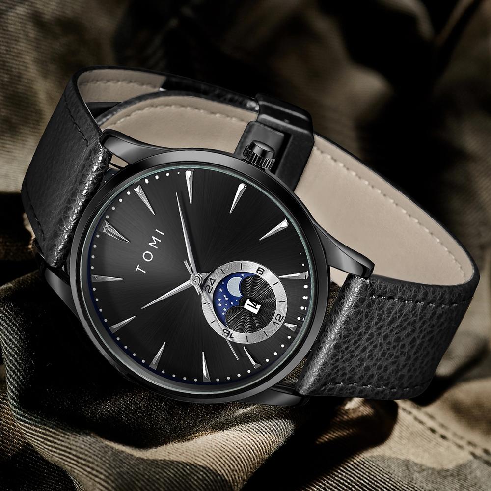 Men Luxury Leather Strap Watch Business and Leisure Large Dial Calendar Men Quartz Watch Relogio Masculino