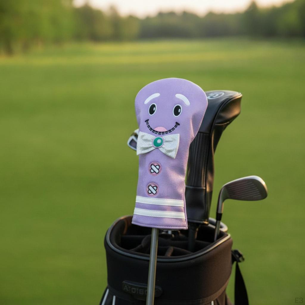 Golf Club Cover with Cartoon Face Whimsical Headcover Embroidered for