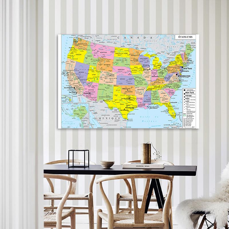 USA Map Poster United States Political Wall Map with States Capitals for Classroom Home School Supplies Students Educational Art Decor