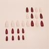 24pcs Acrylic Press On Nail Full Cover False Nail Short Almond Glossy Stripes Designs Artificial Nail Easy Application