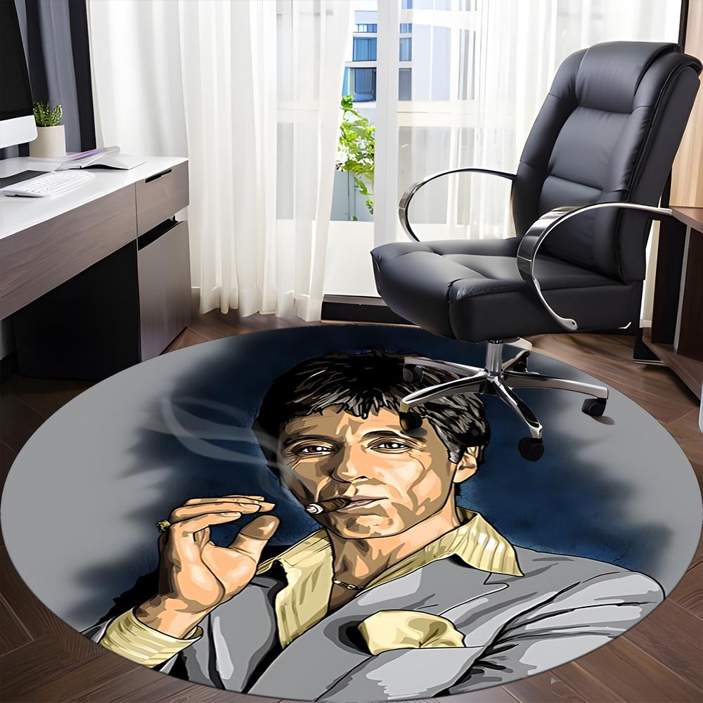 1PC Scarface Office Round Rug, Non-slip, Soft and Durable Office Rug for Interior Decoration, Perfect for Office yy250915004