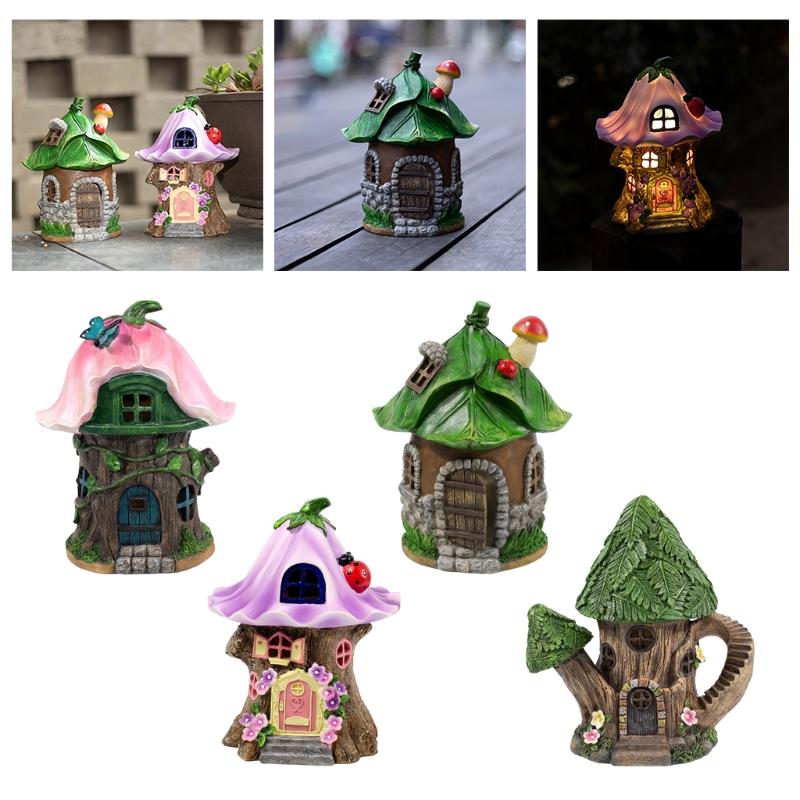 Craft Miniature Fairy House Garden Lights Solared Powered Outdoor Yard and Walkway Decorations Lights 4 Different Styles