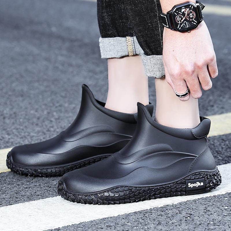 Fashion men's rain shoes short water shoes waterproof and non-slip rain boots men's work wear-resistant water boots